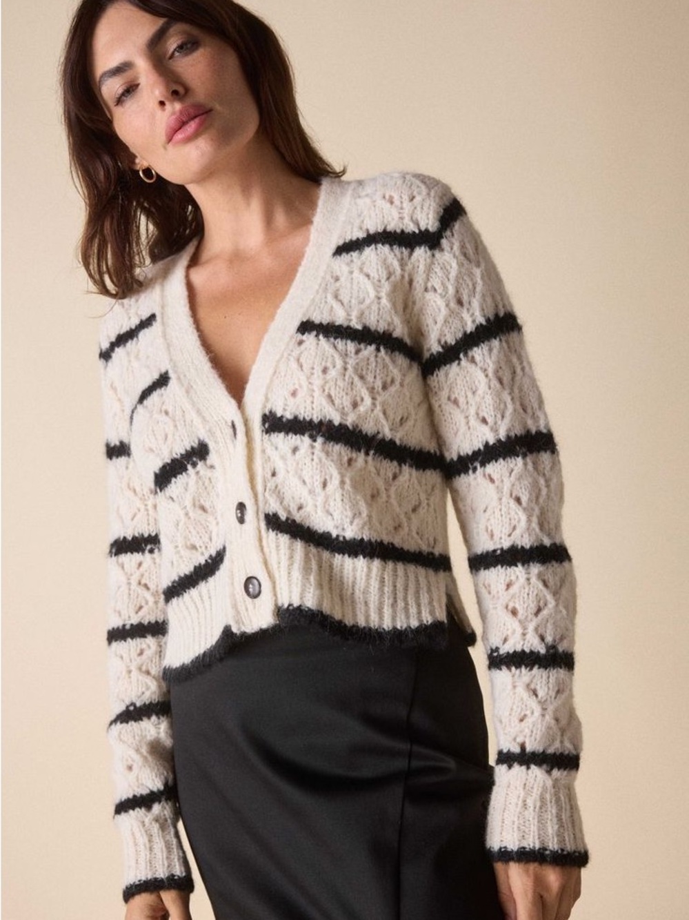 St. Roche Striped Trellis Alpaca Cardigan Small - Picture 3 of 8